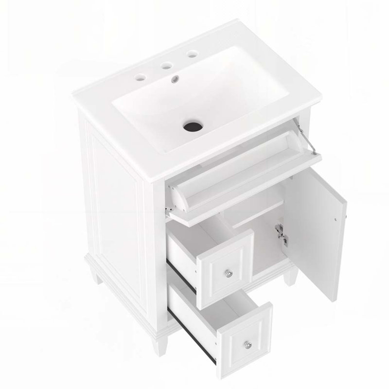 Meuble-lavabo 24 po avec lavabo en céramique, Blanc