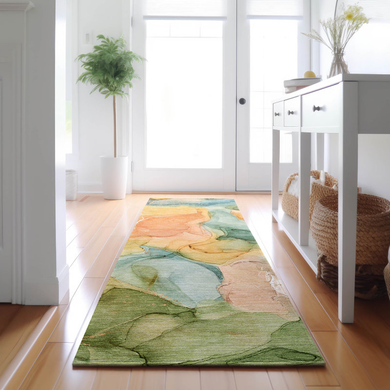 Tapis bleu Cerrito AMF504 lavable à la machine de qualité supérieure Cerrito, Tapis de couloir 2 pi 3 po x 7 pi 6 po