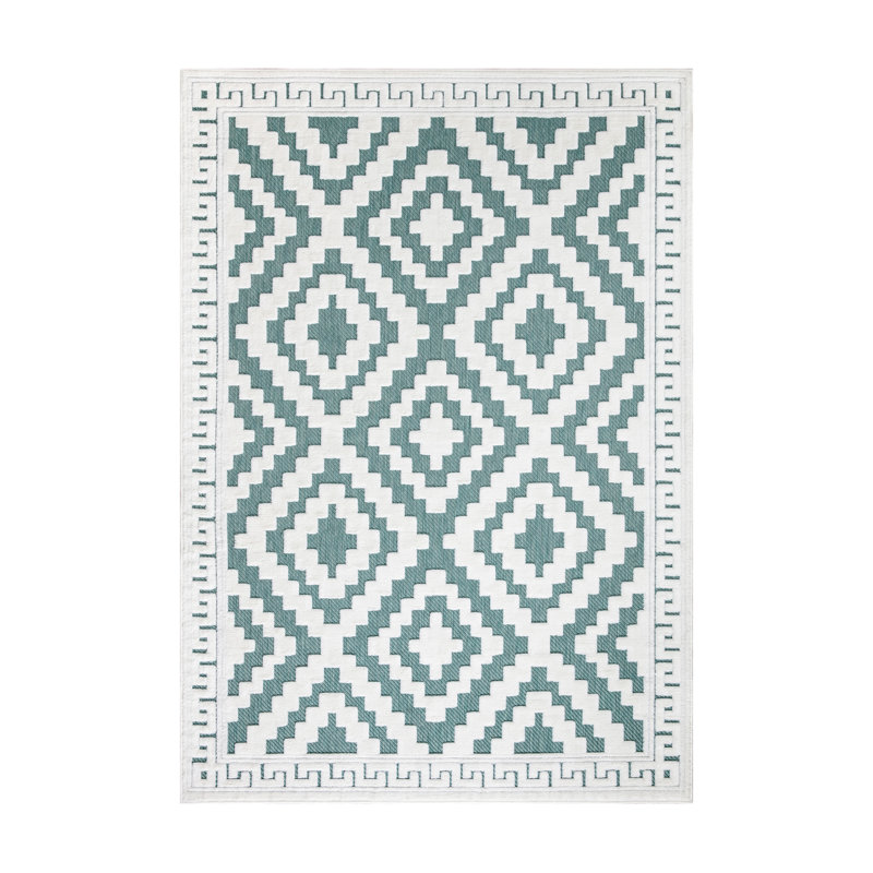 Avon Rug Cream Emerald Large Area Rug, Non Slip Hallway Runner, Soft Carpet Door Mat for Living Room, Bedroom & Kitchen