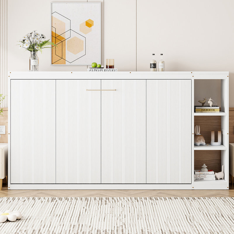 Murphy Bed With Bookshelf, Twin, White