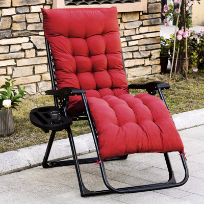 Fauteuil Zero Gravity en rouge, inclinable et pliable avec coussin rembourré et plateau latéral, convient à un usage intérieur et extérieur, 264 lb de détente ergonomique Red