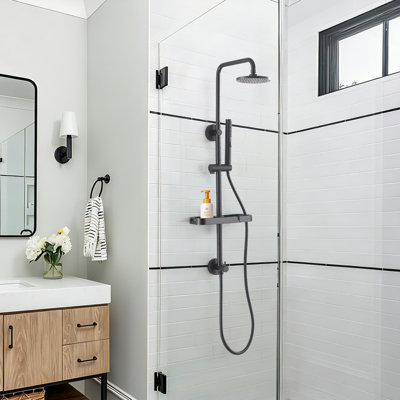 The Multi-Function Rainfall All-In-One Kit Shower System With Handheld Shower Wand & Shower Head & Storage Tray