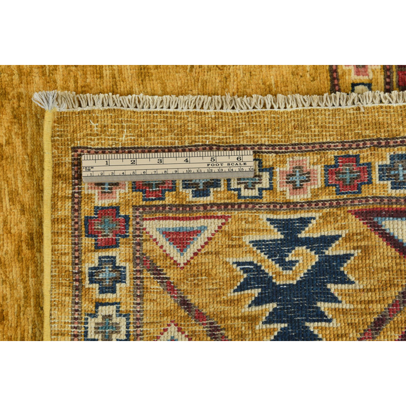 Tapis oriental moderne unique en or 7 x 9 de conception unique