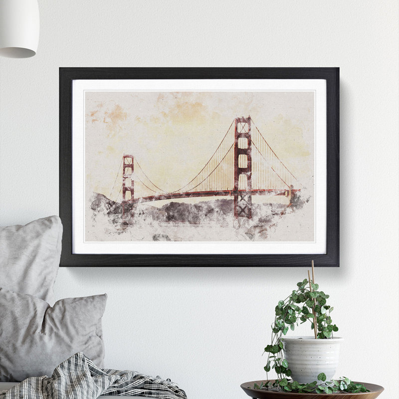 Golden Gate Bridge Vol.3 - Picture Frame Painting, 36cm H x 48cm W x 2cm D, Black Framed