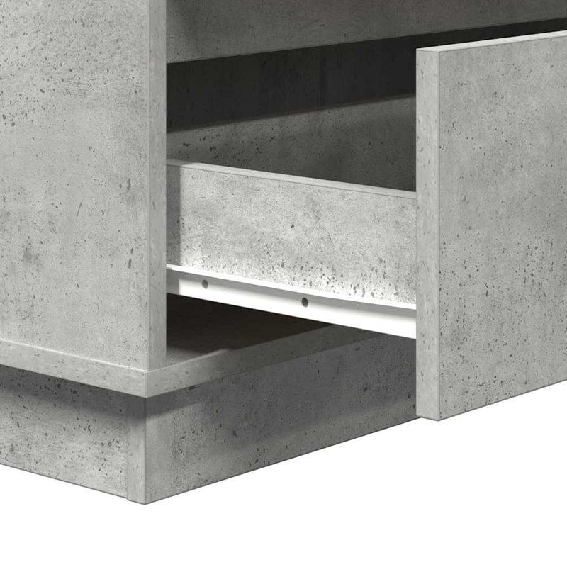 Bedside Cabinet 71 X 34.5 X 75 Cm Engineered Wood, Concrete Grey