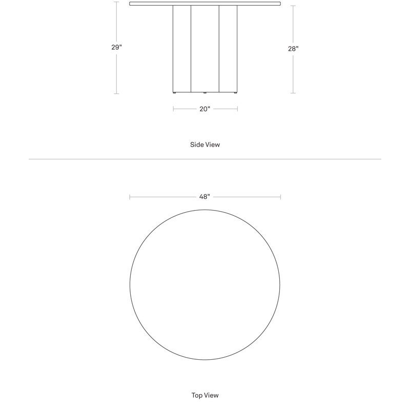 4 Quarter Round Solid Wood Dining Table, Black Ash, 48" W x 48" L