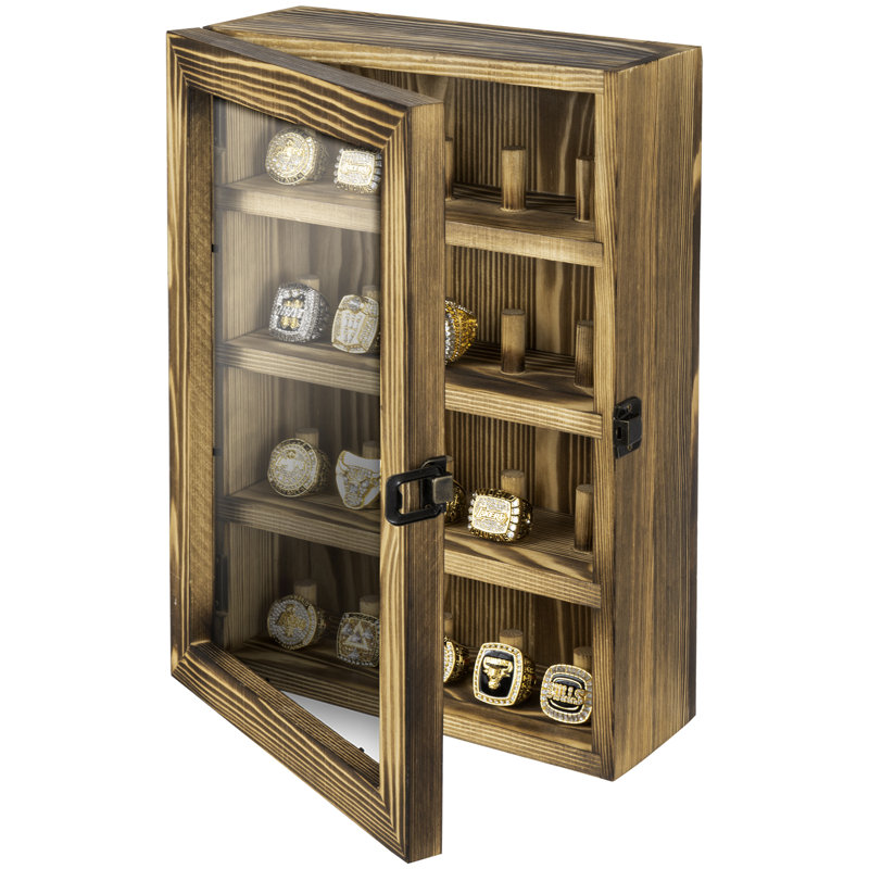 4-Tier Wall Display Case With Clear Panel