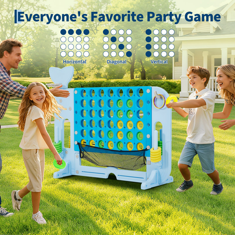 Ensemble de jeu géant 4-to-score - Jumbo 4-in-a-Row avec dégagement rapide et poche en filet, hauteur réglable, jeu intérieur et extérieur