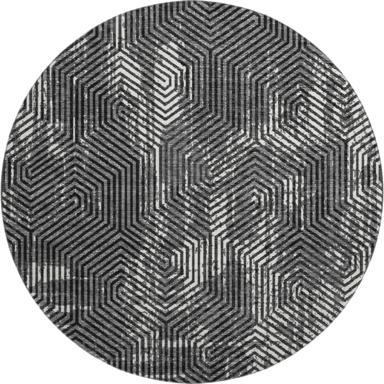 Premium Machine Washable Prisco Black Rug
