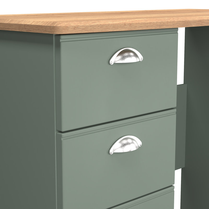 Conners 3 Drawer Vanity (Ready Assembled), Reed Green/Riviera Oak