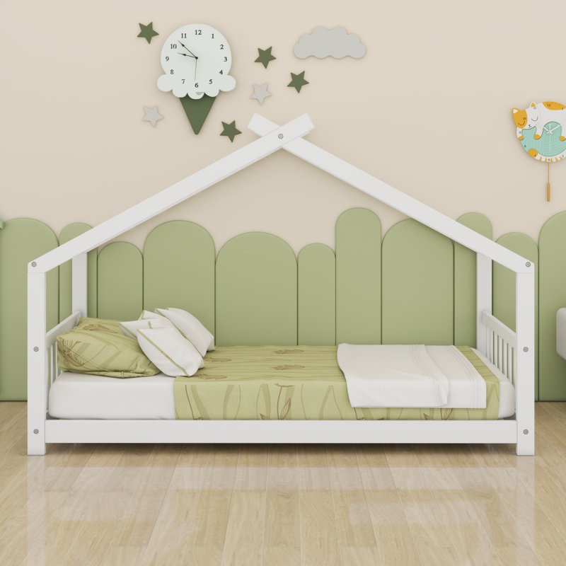 Lit en bois House House, Lit simple, Blanc