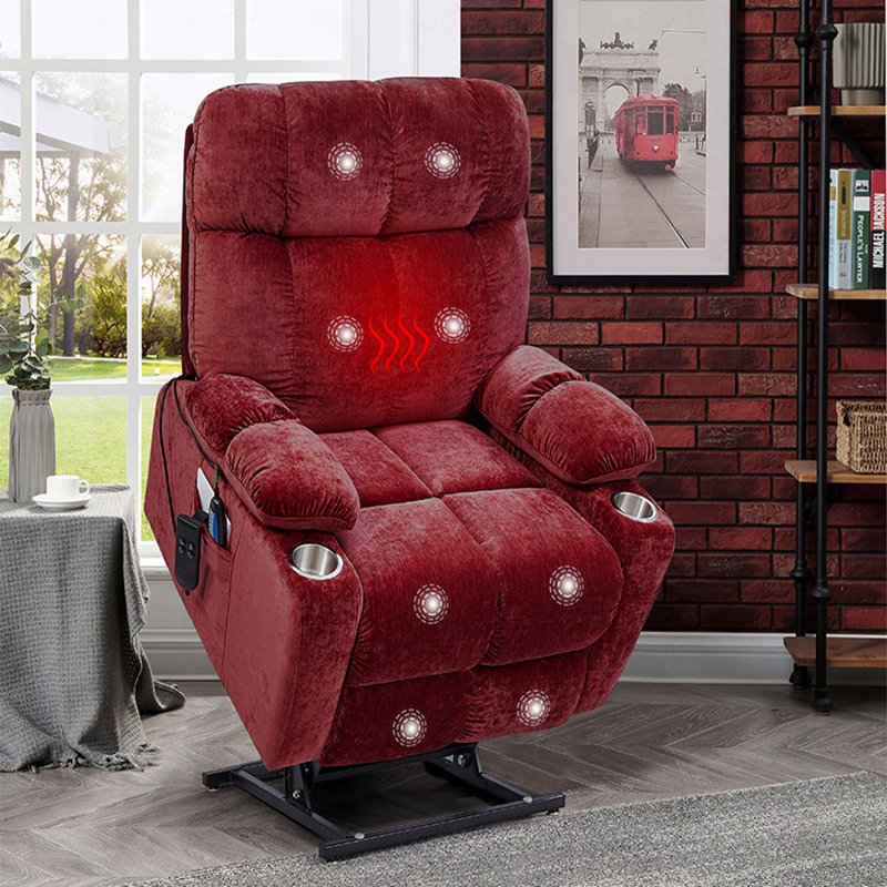 Dual OKIN Motor With Power Lift Function Recliner Chair  With Infinite Position Function With 180° Lay-Flat Function Recliner With Heating Function With Massage Function, For Elderly Use