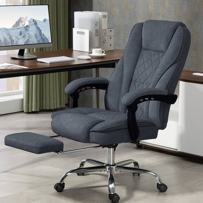 Fauteuil inclinable réglable avec chaleur, 6 vibrations, tissu doux au toucher, bureau gris anthracite 6 points de vibration,