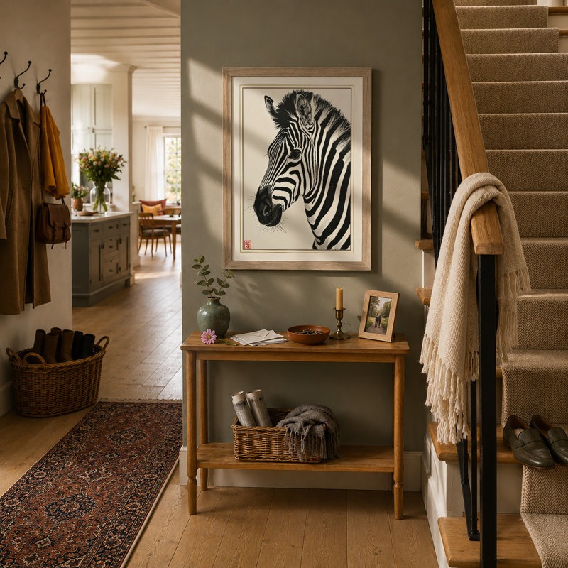 Zebra Study Japandi - Print, A2 - 59.4 x 42.0 cm, Oak