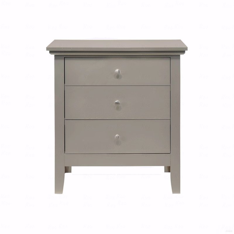 26"H Silver Champagne 3-Drawer Nightstand, Champagne