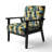 Yellow And Teal Abstract Geometric Fusion - Velvet Upholstered Modern Arm Chair, Modern Geometric Accent Chair
