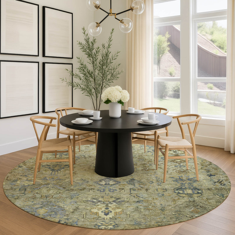 Machine Washable Indoor/Outdoor Mattis ACN2320 Global Rug, Round 8'
