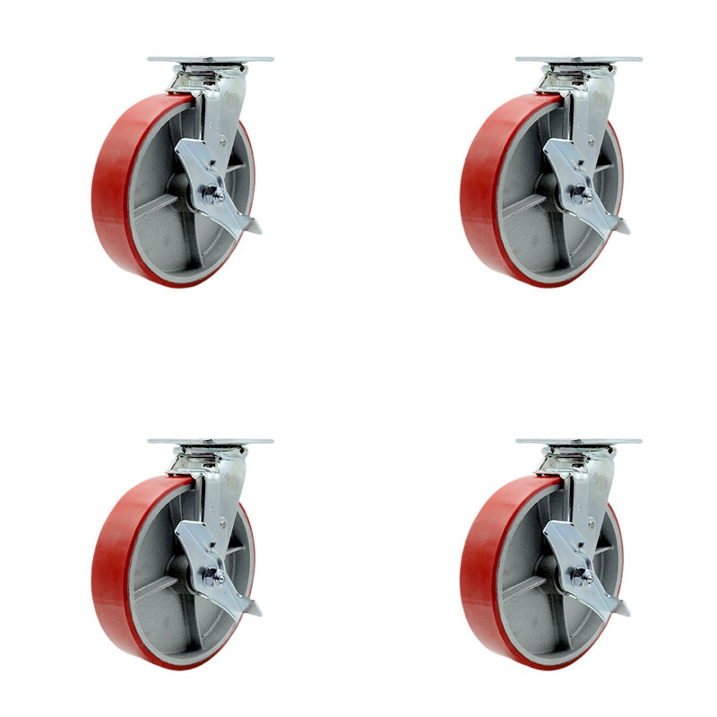 Poly on Steel Caster, Red