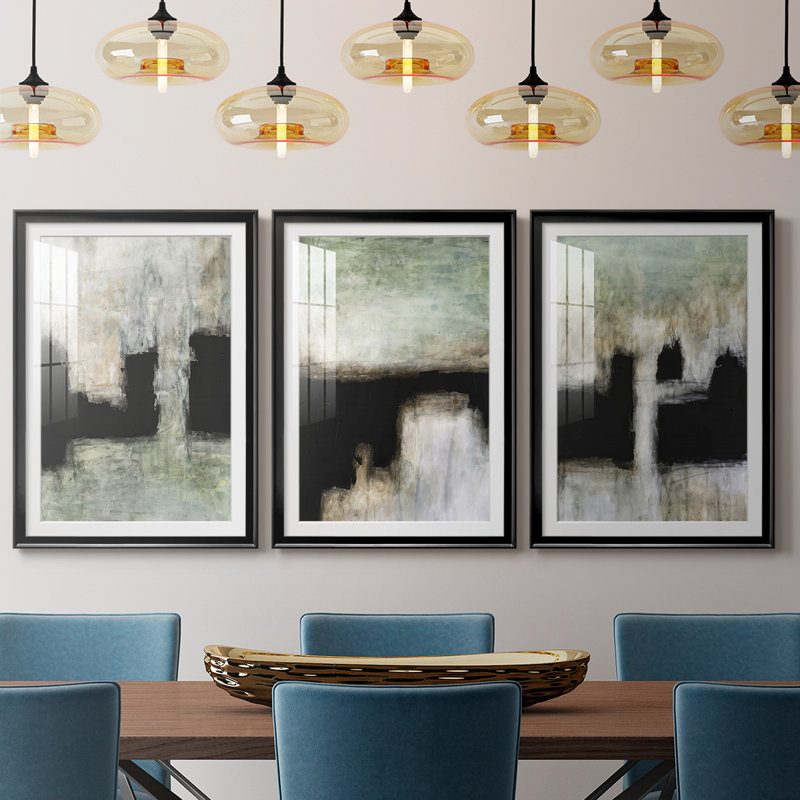 Penumbra I - Impression personnalisée de qualité supérieure avec passe-partout - 3 pièces, Noir, H 21 po x l 30 po