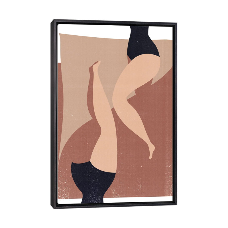 Sunbath-impression d’art graphique, Pas de tapis, Toile avec cadre noir patiné, H 40 po x l 26 po x P 1,5 po