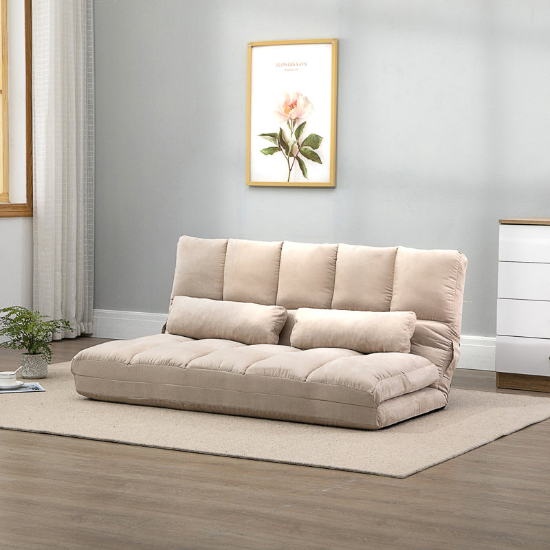 Fauteuil convertible HOMcom, Polyester beige, H 23,5 po x l 51,3 po x P 28,8 po