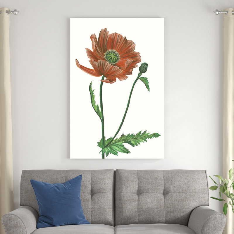 «Poppy Flower III» par Melissa Wang - peinture sur toile tendue, H 48 po x l 32 po x P 1,25 po