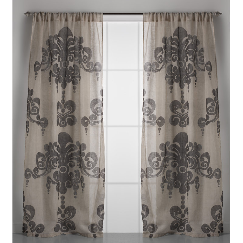Mcdowell Linen Sheer Curtain Single Panel, Natural/Bark Linen Gauze, 54" W x 96" L