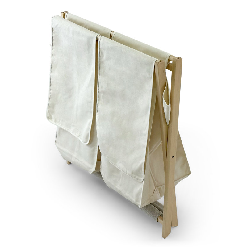 Laundry Basket DAFFY, Wood - Foldable - Removable Bagss - Natural