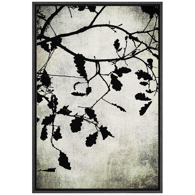 «Dark Plants», reproduction d'art sur toile encadrée, feuilles grunge sur un arbre pendant l'hiver