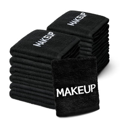 Bisher Premium Black Makeup Remover Towels | 100% Cotton, Washcloths Set
