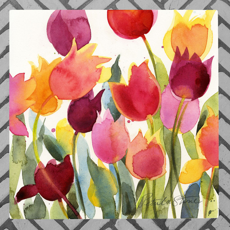 P.STONE Traditional Plants & Flowers Wall Decor on Ceramic