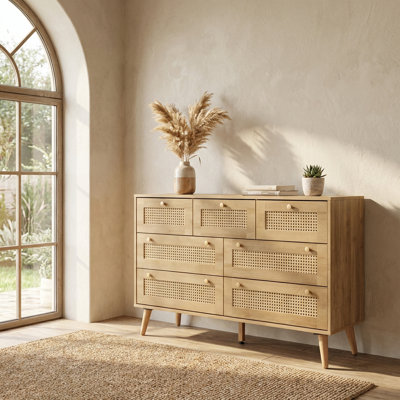 Anisjon & Rattan 7 Drawer Chest Of Drawers