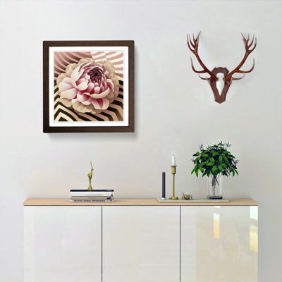 Peony Flower Op Art - Framed Print