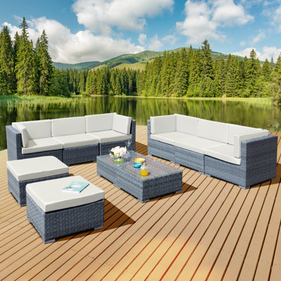 Trinidad Deluxe Rattan 8 Seat Modular Sofa Set