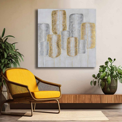 «Gold and Silver Leaf Harmony», art mural sur toile