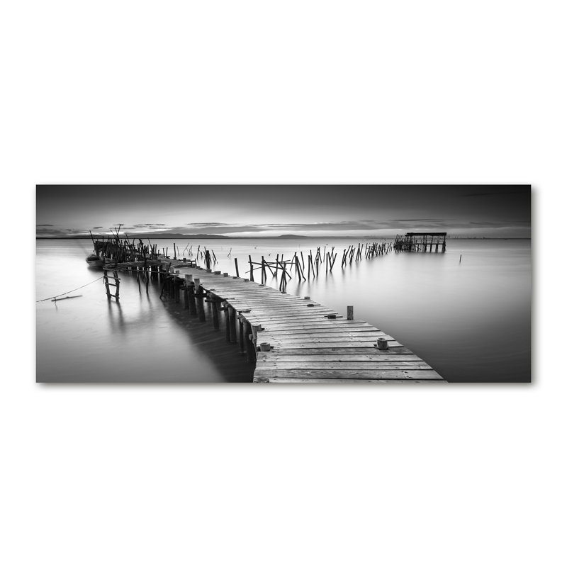 Wooden Pier - No Frame Print on Glass, 70cm H x 100cm W x 4cm D, Glass