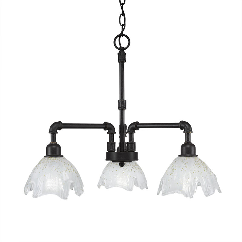 Lustre 3 lumières McLelland Vintage avec verre doré 7 ", Granit foncé