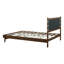 Base de lit plateforme en bois d'hévéa, base de lit grand avec tête de lit incluse, lit de style Mid-Century noyer et gris clair