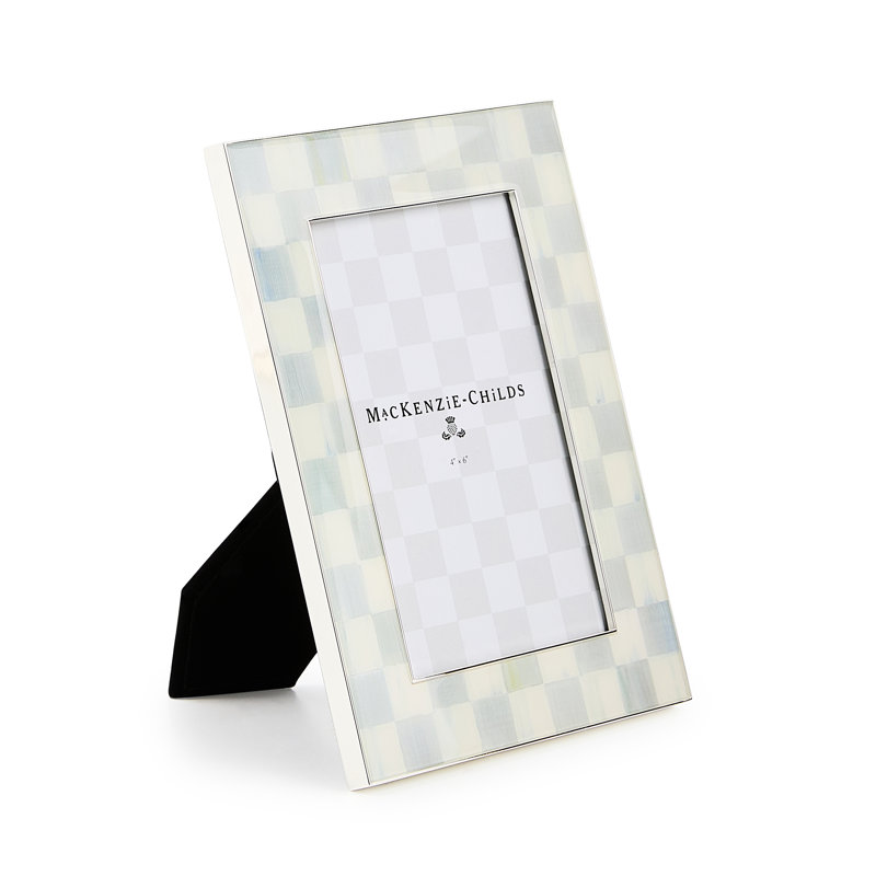 Sterling Check Silver Plated Frame, 4" W x 6" H, Silver/Gray/White