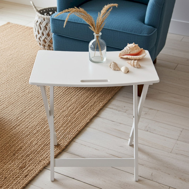 Table personnelle pliante en bambou massif, Blanc