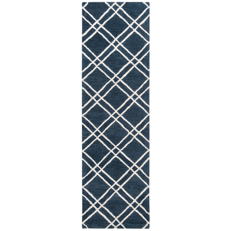 Milroy Hand-Tufted Wool Navy Area Rug, Runner 2'3" x 8'
