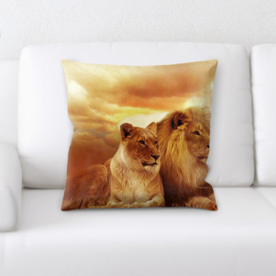 Housse et insert de coussin carré lion