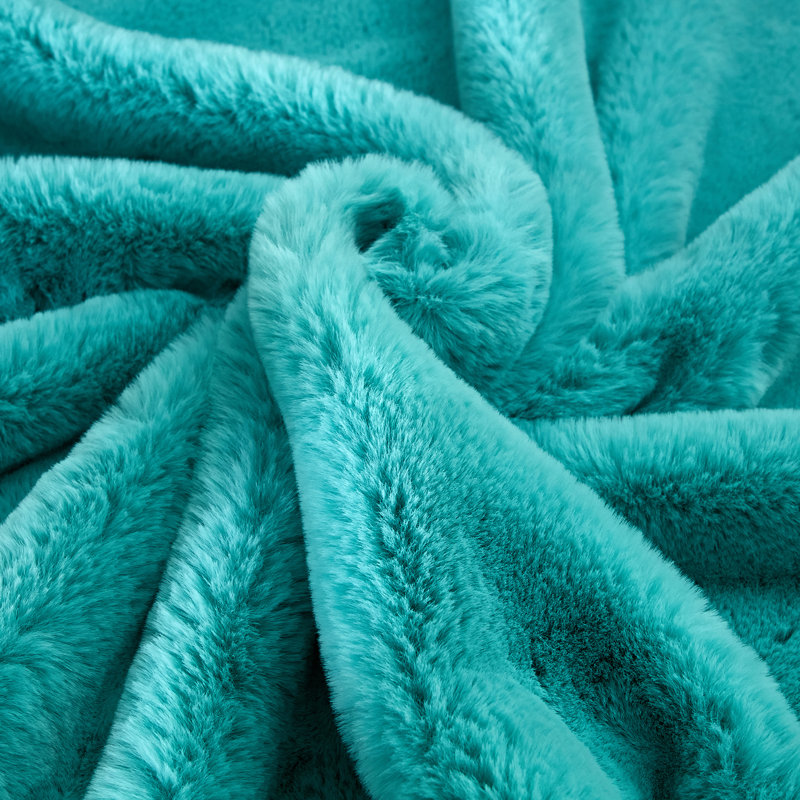 Jeté lourd en fausse fourrure, Bleu turquoise, L 60 po x L 80 po