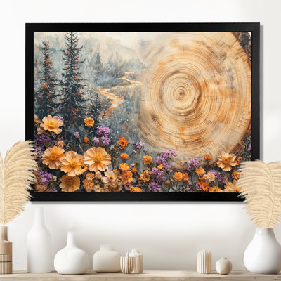 Fleurs sauvages sur une rivière en bois - Art mural fleurs sauvages