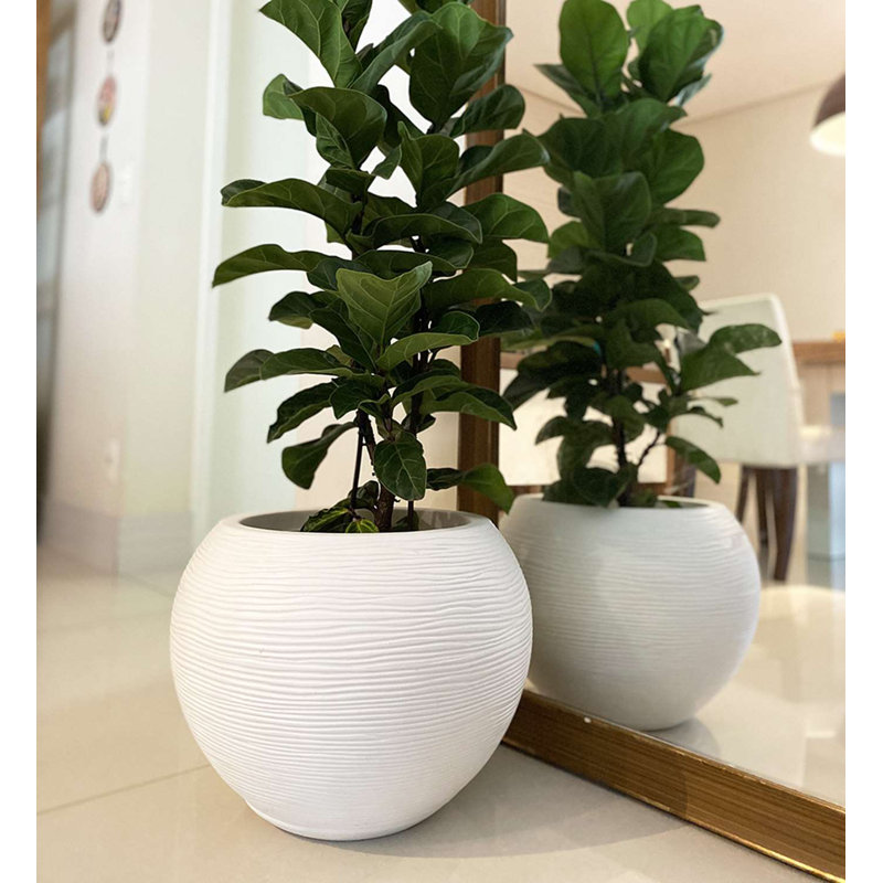 Florence Pot Planter, White, 9.45" H x 13.39" W x 13.39" D