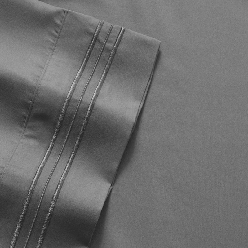 California King Gray Solid Microfiber Deep Pocket Sheet Set