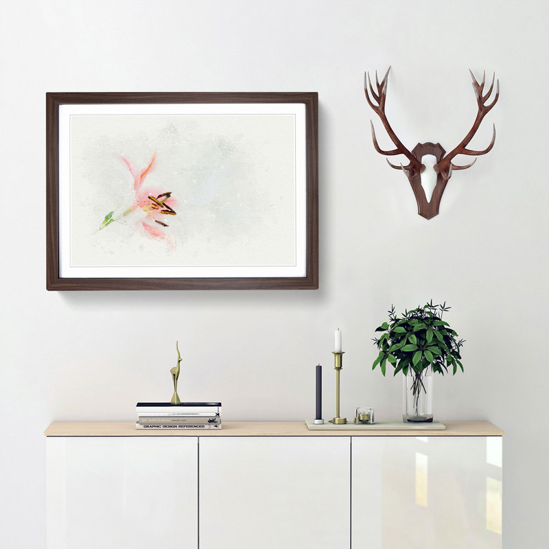 Portrait of a Pink Lily in Abstract - Framed Print, 40cm H x 60cm W x 2cm D, Walnut