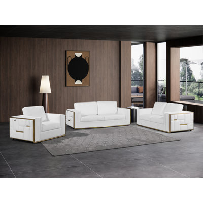 3 - Piece Top Grain Italian Leather Living Room Set