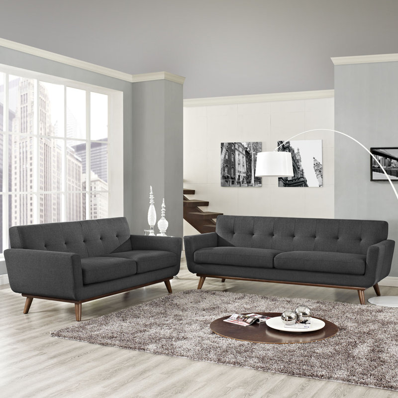 Ensemble de causeuse et canapé Modway Engage, Mélange de polyester gris