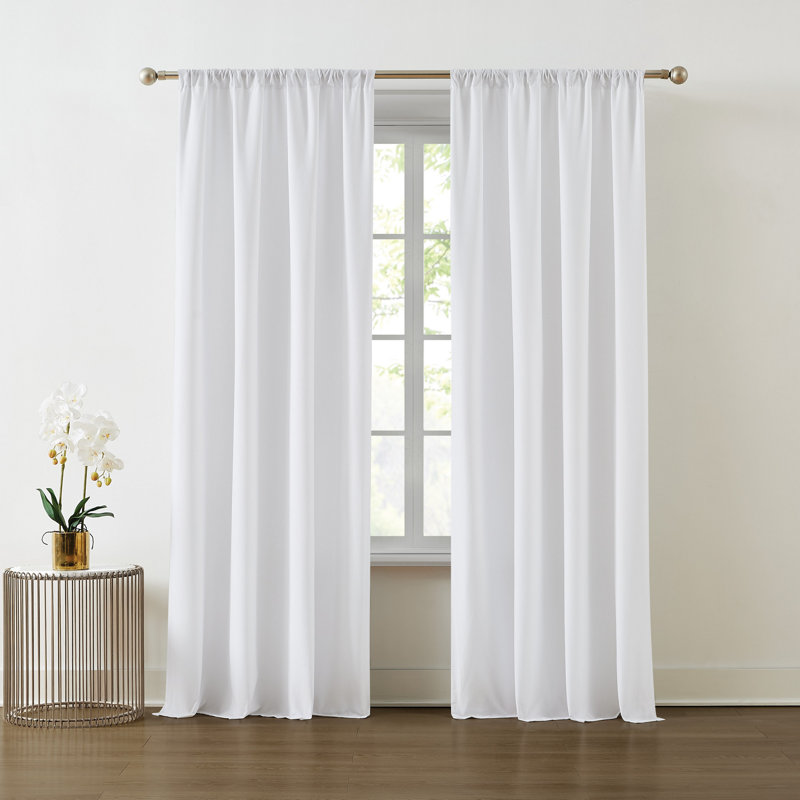 Semi Sheer Curtain Pair, 50" W x 96" L, White